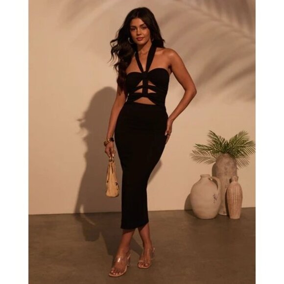 Vici Best Revenge Halter Cutout Maxi Dress in Black - Picture 2 of 6